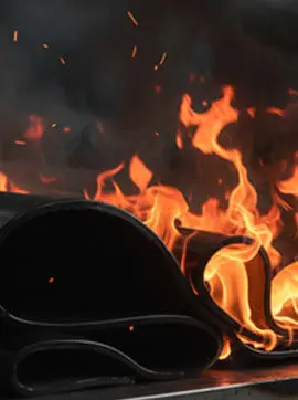 Self-extinguishing flame retardant rubber for fire protection in industrial installations